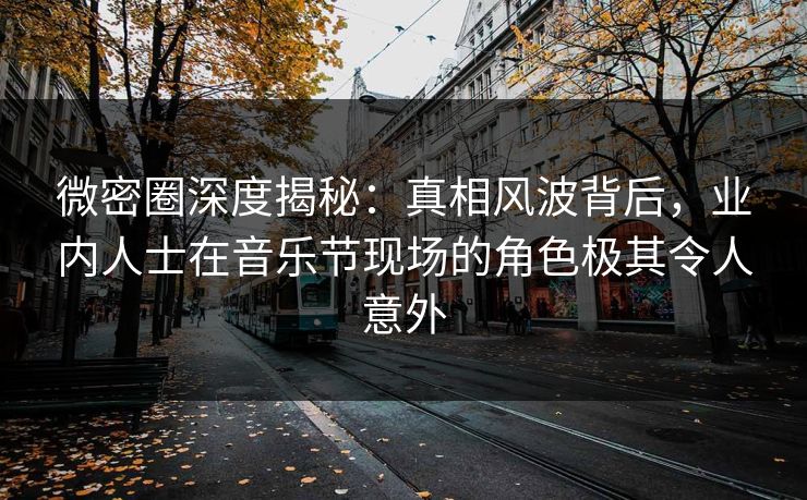 微密圈深度揭秘：真相风波背后，业内人士在音乐节现场的角色极其令人意外