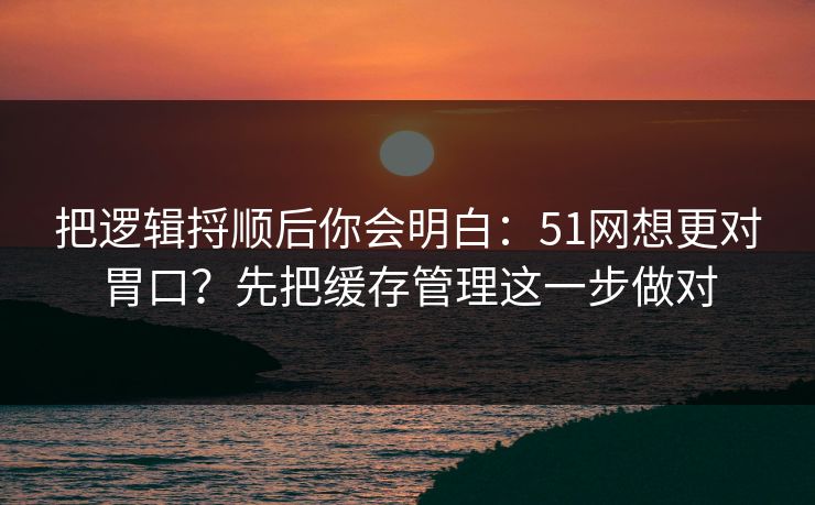把逻辑捋顺后你会明白：51网想更对胃口？先把缓存管理这一步做对